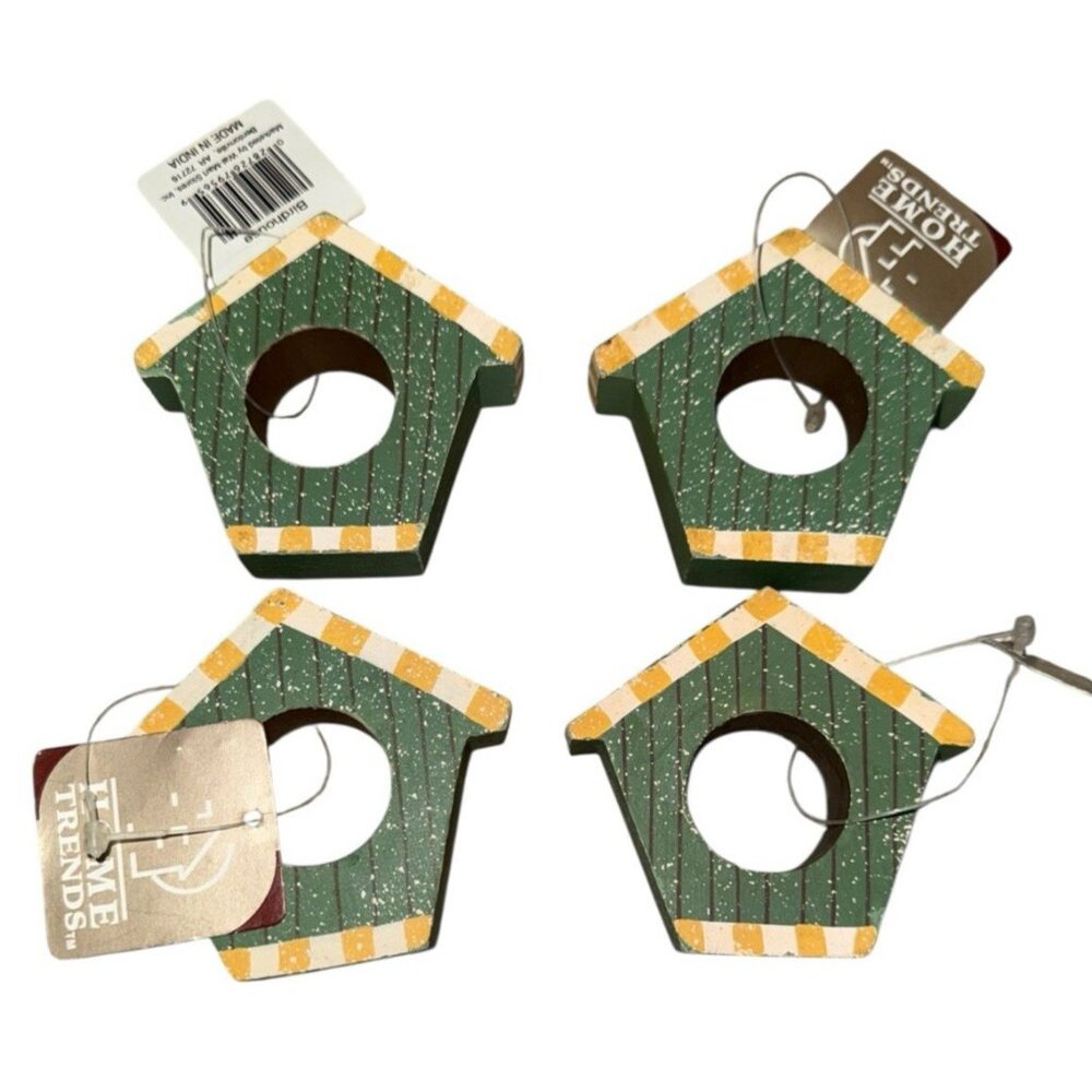 New Wooden Birdhouse Napkin Rings Home Trends Lot Of 4 Farmhouse Cottage Core